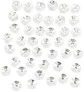 Sew On Rhinestones White Round Flatback Glass Crystal Rhinestones with 2 Holes for Clothes Crafts...