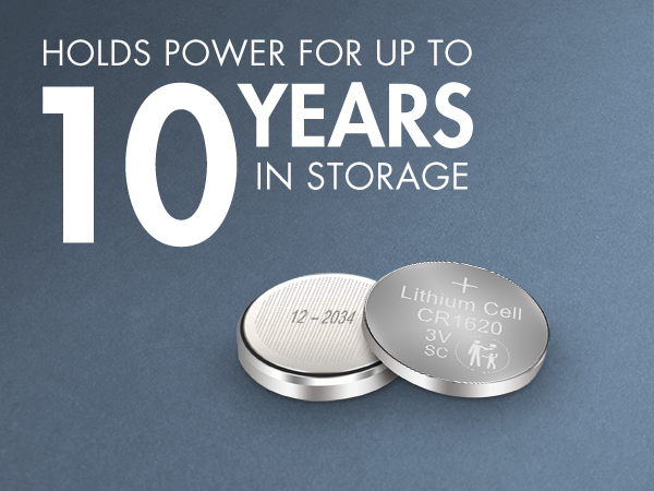Holds power for up to 10 years in storage