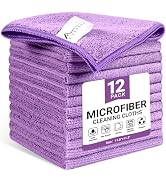 SIFANGKE Microfiber Cleaning Cloth, 12 Pack Purple Cleaning Rags for Housekeeping, Reusable Micro...