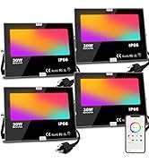 MELPO LED Flood Light Outdoor, 300W Equivalent 3000LM Smart RGB Landscape Lighting with APP Contr...