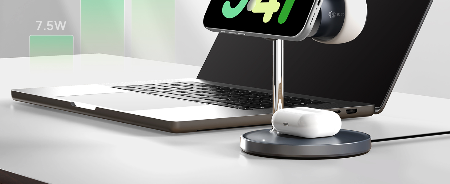 qi 2.2 wireless charger 25w 3 way charger for iphone, airpods, apple watch wireless