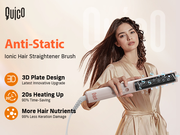 Hair straightener brush