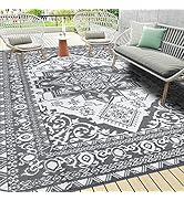 Pauwer Waterproof Outdoor Rug 9'x12', Reversible Outdoor Plastic Straw Rug, Outdoor Patio Rug for...