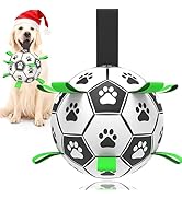 Dog Toys Soccer Ball with Straps, 6‘’ World Cup Interactive Dogs Toys for Tug of War, Yard Game, ...