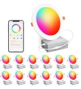 Recessed Lighting 6 Inch RGBCW Color Changing Smart Recessed Ceiling Lights 16W 1350LM LED Downli...