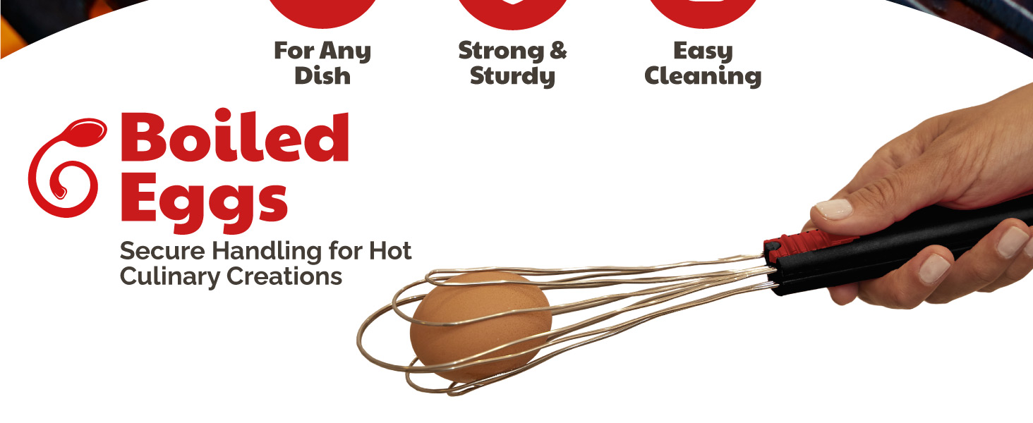 Wire tongs for cooking with a flexi-mesh design for adaptability, ideal for whisk and tongs