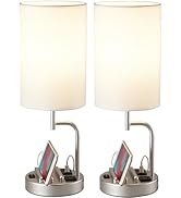 Dreamholder Table Lamp with 3 USB Charging Ports, Modern Desk Lamp with AC Outlet and Phone Stand...