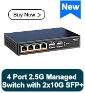 YuanLey 6 Port 2.5G Easy Web Managed Switch, 5 x 2.5Gbps Base-T, 2 x 10Gbps SFP+ Slot, Compatible...