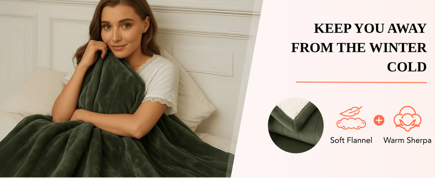 green heated throw blanket