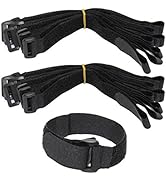 LJY 16-Pack Hook and Loop Straps Nylon Cable Ties Organizer Fastener, 11.8 in x 0.98 in, Black