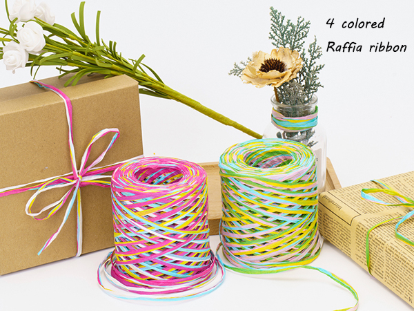 4 Colored Raffia Ribbon