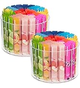 2-Pack Divided Drink Packet Organizer, Rotating Turntable Organizer, Spinning Powdered Drink Mix ...