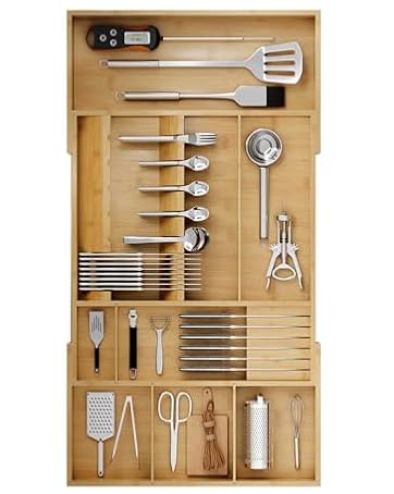 Bamboo Silverware Drawer Organizer