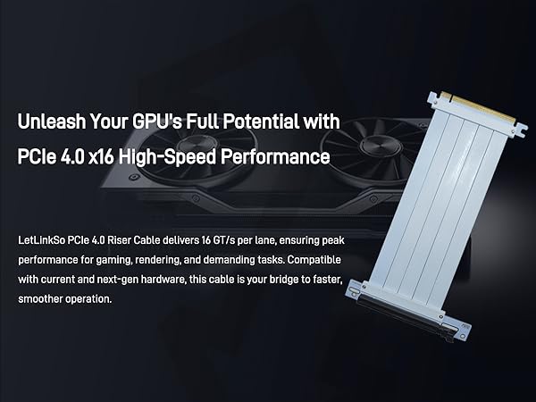 LetLinkSo Gen4 PCIe 4.0 Riser Cable x16 Flexible Extension 90 Angle Adapter fishtail for vertical 