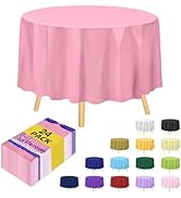 24 Pack Premium Round Pink Plastic Tablecloth - 84 x 84 in. Disposable Round Plastic Table Cloth ...