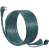 15FT 16Gauge Outdoor Extension Cord Green - SJTW 13Amp 1625W 3Prong Grounded Outside Extension Co...