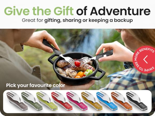 4-in-1 Camping Utensils 2-Pack Portable Travel Backpacking Cutlery