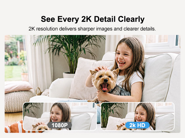 2K HD video quality for indoor security monitoring