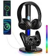 Charger Dock for Switch Pro Controller, JDGPOKOO Charger with RGB Headphone Stand for Nintendo Sw...