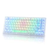 YUNZII X75 PRO 82 Key Wireless Hot Swappable Mechanical Gaming Keyboard with Transparent Keycaps,...