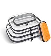 Clear Hard Plastic Zipper Case,Transparent Double Zippers Hard Pouch with 6pcs,Portable Travel Or...