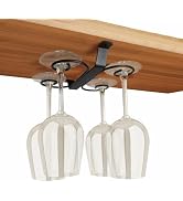 GeLive Under Cabinet Wine Glass Holder Stemware Rack Glass Storage Hanger With 4 Hooks Organizer ...