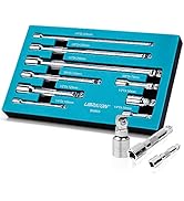 LIBRATON Wobble Extension Set, 9PCs (Cr-V) with Chrome Plated in EVA Storage Tray, 1/4'' 3/8'' 1/...