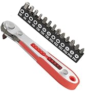ROTATION 16pc Bit Set with 1/4 Mini Ratchet Offset Right Angle Screwdriver, Reversible Drive Hand...