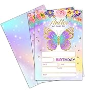 JUSITAKEET Butterfly Birthday Party Invitations For Girls, Tie Dye Butterflies Invites, Birthday ...