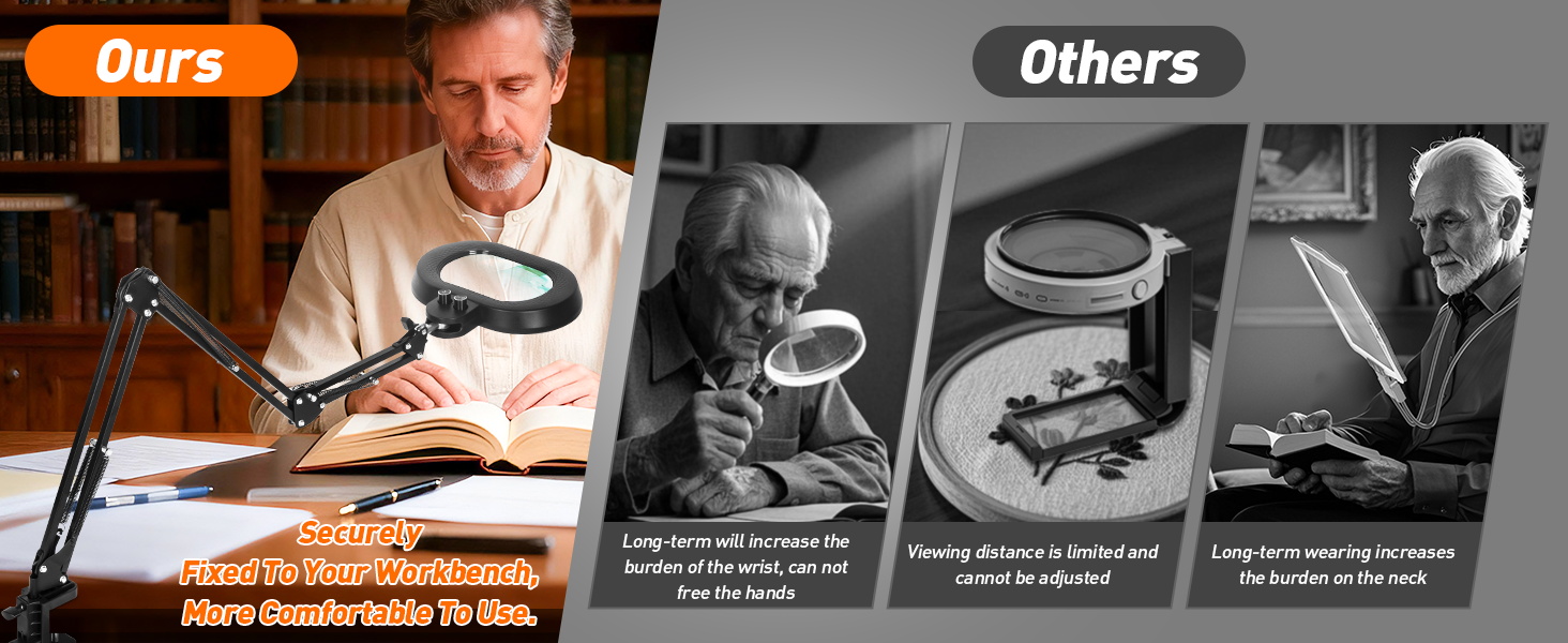 magnifier with light magnifying glasses with light for close work magnifying lamp Extra-long arm
