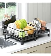 TOOLF Extendable Dish Drying Rack, Multifunction Dish Rack for Kitchen Counter, Large Expandable ...
