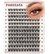 PHKERATA Fluffy Lash Clusters Wispy Eyelash Clusters, D Curl Cluster Eyelash Extensions, Light Vo...