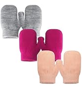 Evridwear Baby Toddler Stretch Mittens,3 Pairs Knitted Winter Warm Infant Kids Gloves for Little ...