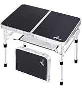 Sportneer Folding Table: Adjustable Height Camping Essentials 23.6" L x 15.7" W 2 Height with Mes...