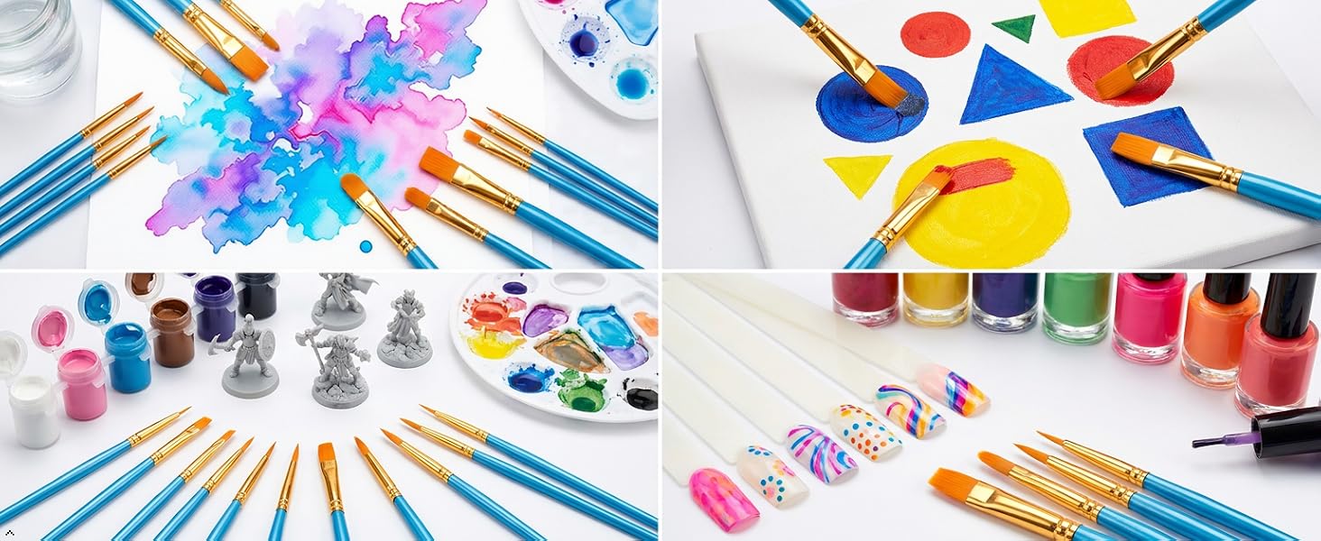 2 Pack 20PCS 10 Sizes Versatile Professional Paintbrushes Set with a Variety of Shapes