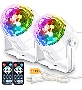 Apeocose 2-Pack Disco Party Light Sound Activated with Remote Control, Music Sync Disco Ball Ligh...