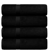 Black jet black onyx ebony 4-piece bath towel set, Turkish cotton bath towels, soft absorbent