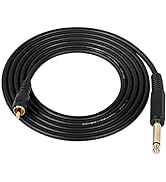 CERRXIAN RCA to 1/4 Inch Audio Cable, Gold Plated 6.35mm TS Mono Male to RCA Male Patch Cord (Bla...