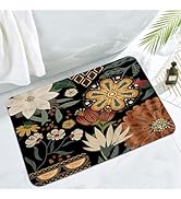 MitoVilla Boho Flower Bathroom Rug Mat, Bohemia Plant Bath Mats for Bathroom Non Slip, Absorbent ...
