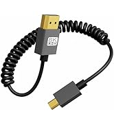 8K Micro HDMI to HDMI Coiled Cable 1-3FT, Male to Male HDMI to Micro HDMI Spiral Cord, Support 8K...