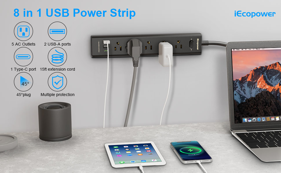 surge protector with usb ports power strip flat plug power strip with usb