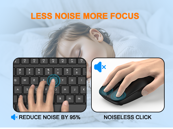Wireless Keyboard and Mouse Combo, Full Size Silent Ergonomic Keyboard Mouse