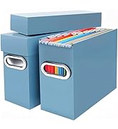 Naleyber File Organizer Box with Lid &amp; Handle, Heavy Duty Hanging File Folder Storage Boxes for L...
