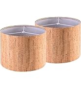 GOSO Bohemian Style Brown Lamp Shades Set of 2 Medium,Natural Texture Cork Leather Lamp Shade for...