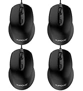 YUMQUA G222 Computer Mouse Wired 4 Pack, Bulk USB Corded Mouse, Office &amp; Home Silent Optical Mice...