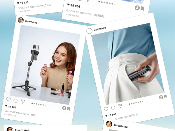 selfie stick, tripod, light