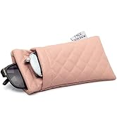 Face Shadow Double Eyeglasses Pouch Large Squeeze Top Microfiber Soft Glasses Case For Women With...