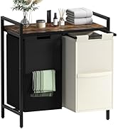Huhote Double Compartment Laundry Basket, Laundry Sorter with Top Shelf, 2 Removable Washable Bag...