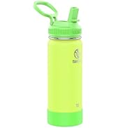 Takeya Actives Kids 18 oz Glow In The Dark Insulated Stainless Steel Water Bottle with Straw Lid,...