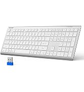 TECKNET Bluetooth Keyboard Rechargeable, 4-Device Free Switching (2.4G+BT), Ultra-Slim Full Size ...